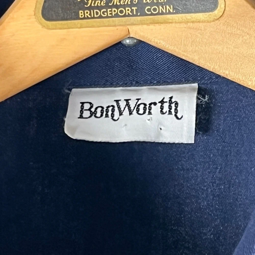 BonWorth Navy Blue Lighthouse Embroidered Zip Up Jacket Nautical Coastal
